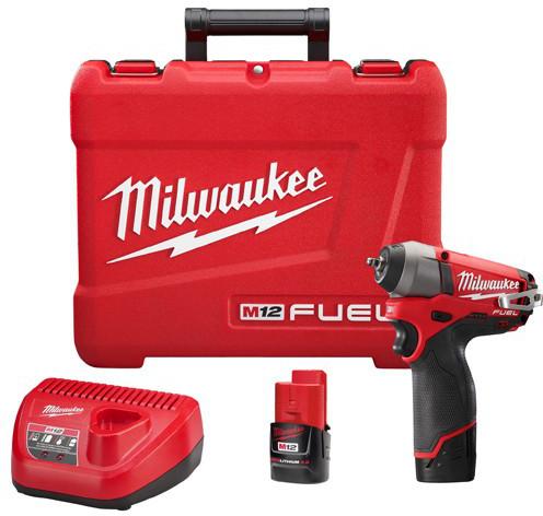 MILWAUKEE - M12CIW14-202C - Boulonneuse à choc compacte carré 1/4 Fuel 12V, 2,0 Ah - 2 batteries, chargeur et coffret - Ref : 4933440415_0