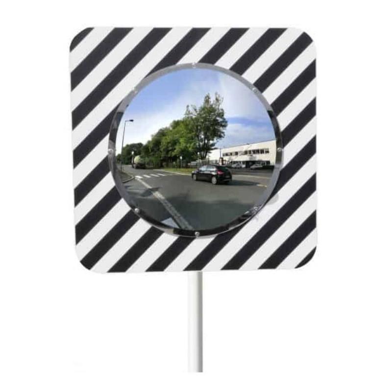 Miroir routier Ø 600 mm - Gamme Éco - Angle de vue 90° - Cadre 900x900 mm - Conforme réglementation_0