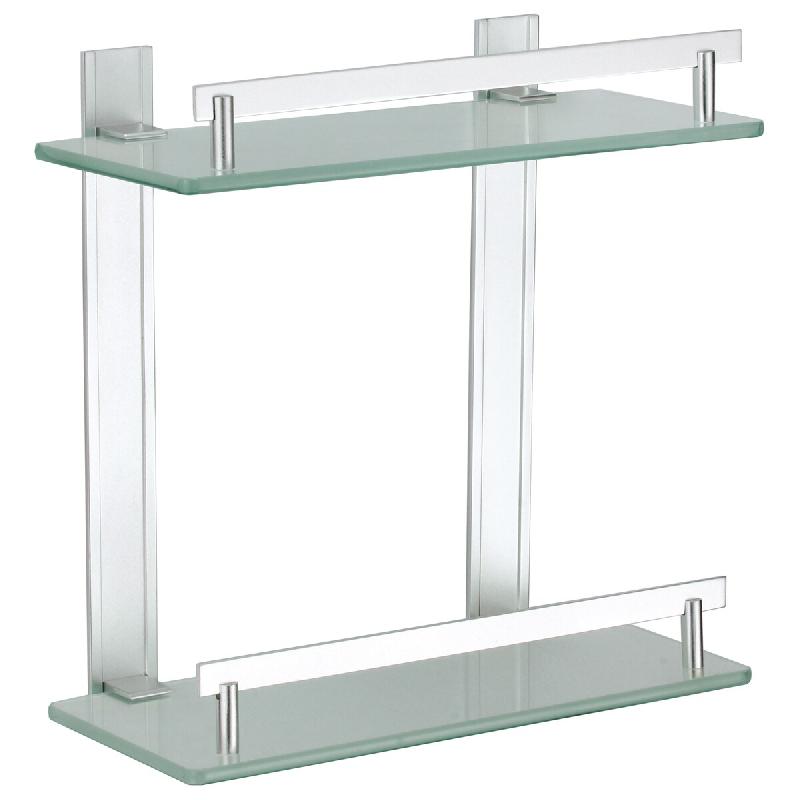 MSV Étagère 2 niveaux en aluminium et verre tabarca 30 x 13 cm - argenté verre MS117_0