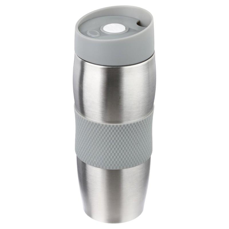 Mug isolant gris - Paris Prix - 380ml, double paroi isolante, base anti-dérapante, inox & silicone_0