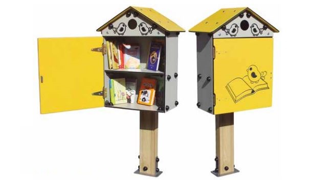 Nid pour livre - Petite bibliothèque gratuite pour enfants et adolescents - Bois traité en autoclave classe IV et polyéthylène - Réf PM804_0