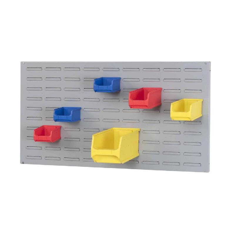 PROREGAL Système de support, panneau système gris avec 18x bacs à bec rouges 3.0 | Dimensions HxL 50x100cm | Bac à bec, boîtes de rangement - gri_0