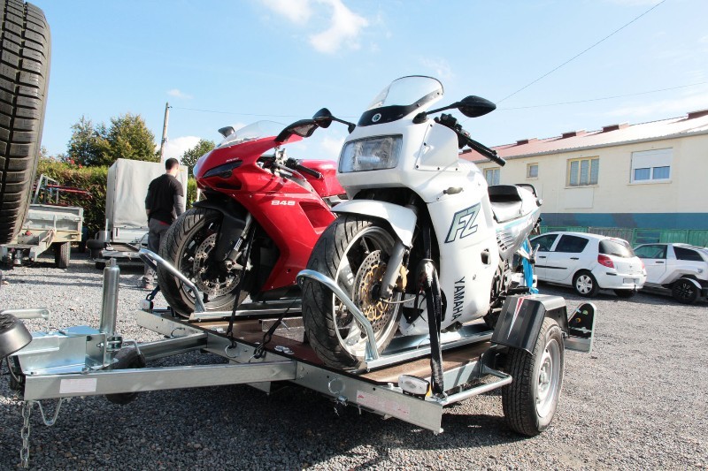 Remorque sans frein de fabrication française avec la structure châssis modulaire en acier galvanisé pour le transport de 2 moto - erde - ch 751 te2_0