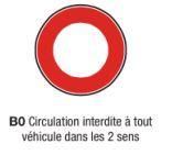 Signalisation routière d'interdiction et de fin d'interdiction type B - Circulation interdite à tout véhicule - Formats de 450 mm à 1250 mm_0