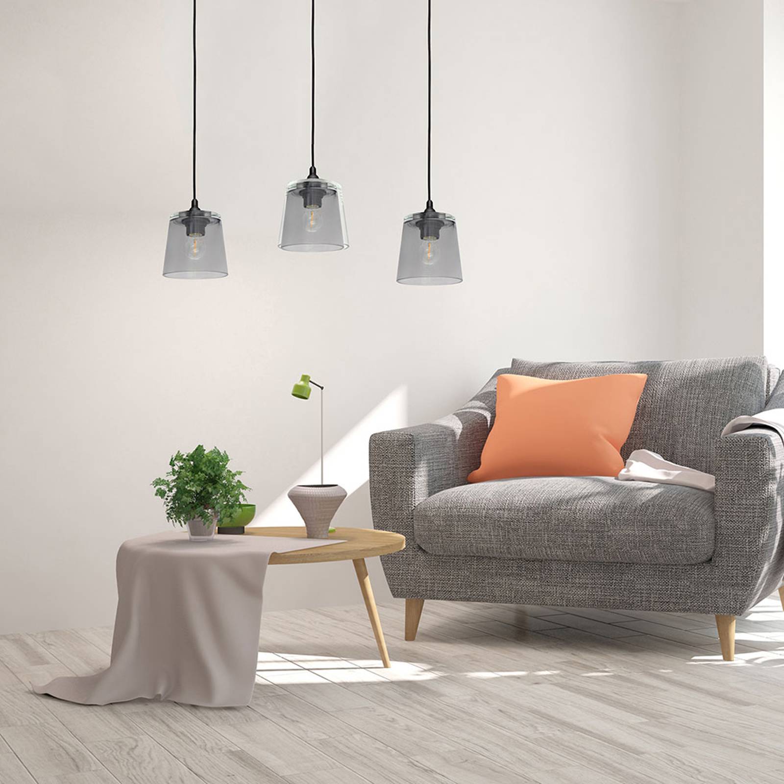 HELAM SUSPENSION LUCEA À 3 LAMPES SMOKE