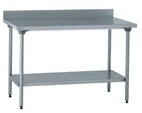 TABLE INOX ADOSSÉE AVEC ÉTAGÈRE 120 X 60 CM