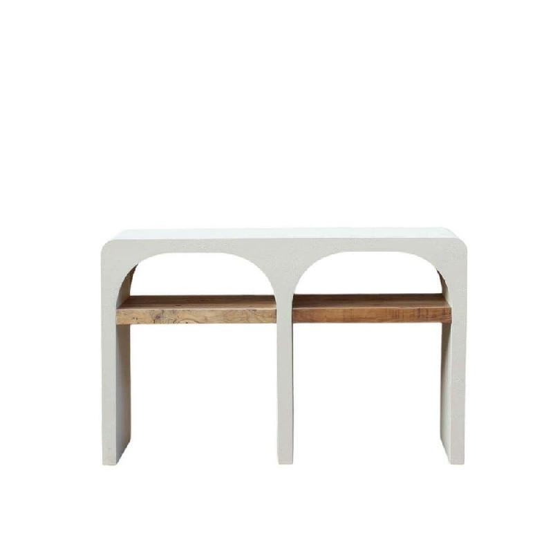 Table ponts Santorina  2 tablettes en bois recyclé 120x35x76 cm_0