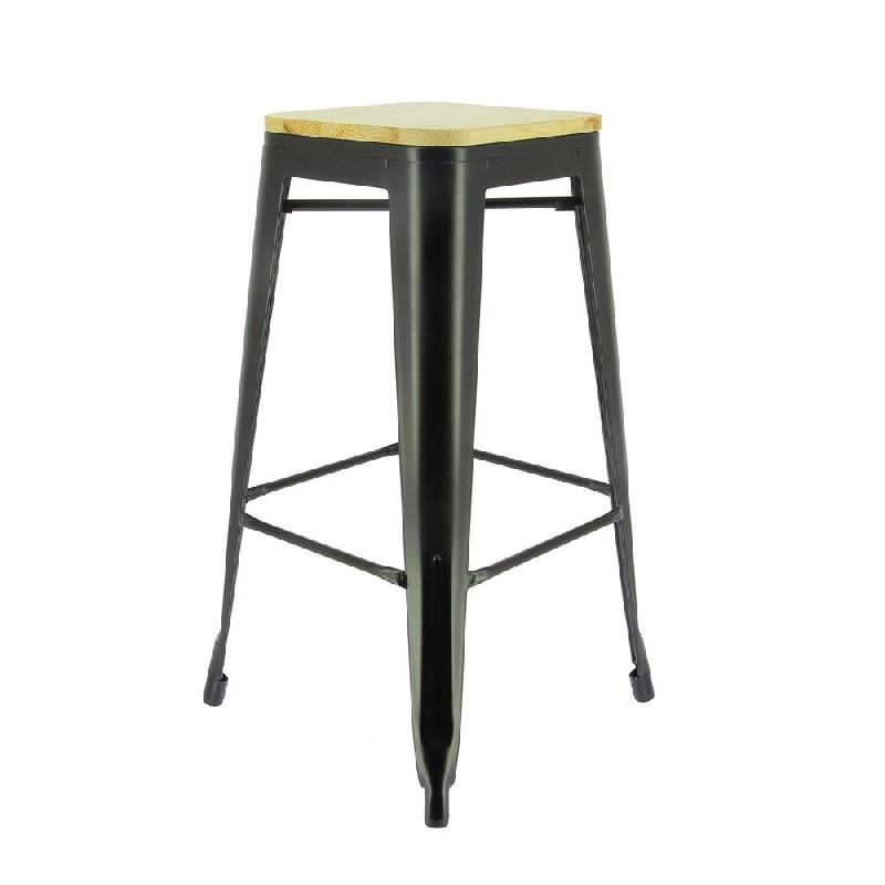 Tabouret Austin metal assise pin naturel - par 4_0