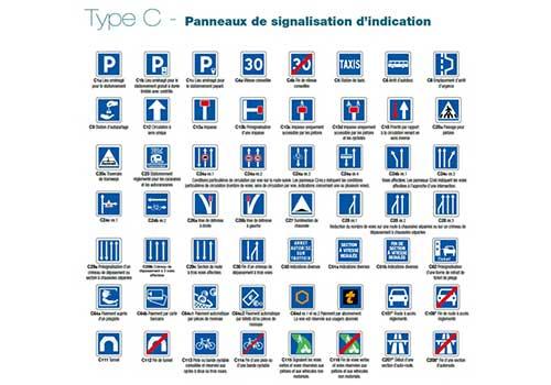 Type C – Signaux d'indications - Classe 1 - Visible à 80m - Cadre en aluminium et face en acier galvanisé_0