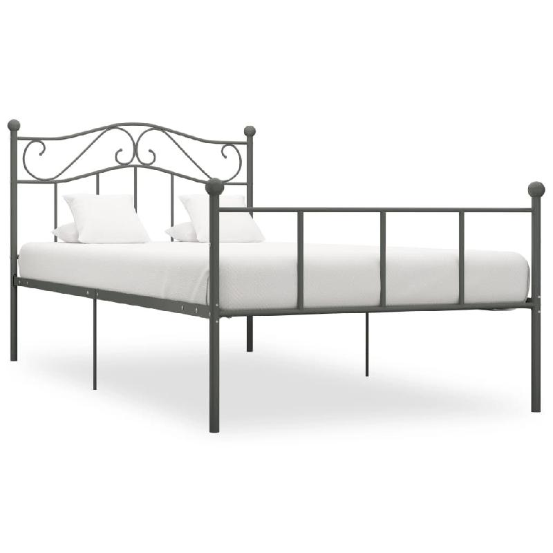 VidaXL Cadre de lit sans matelas gris métal 100x200 cm Modèle Ierlénis - 284531_0