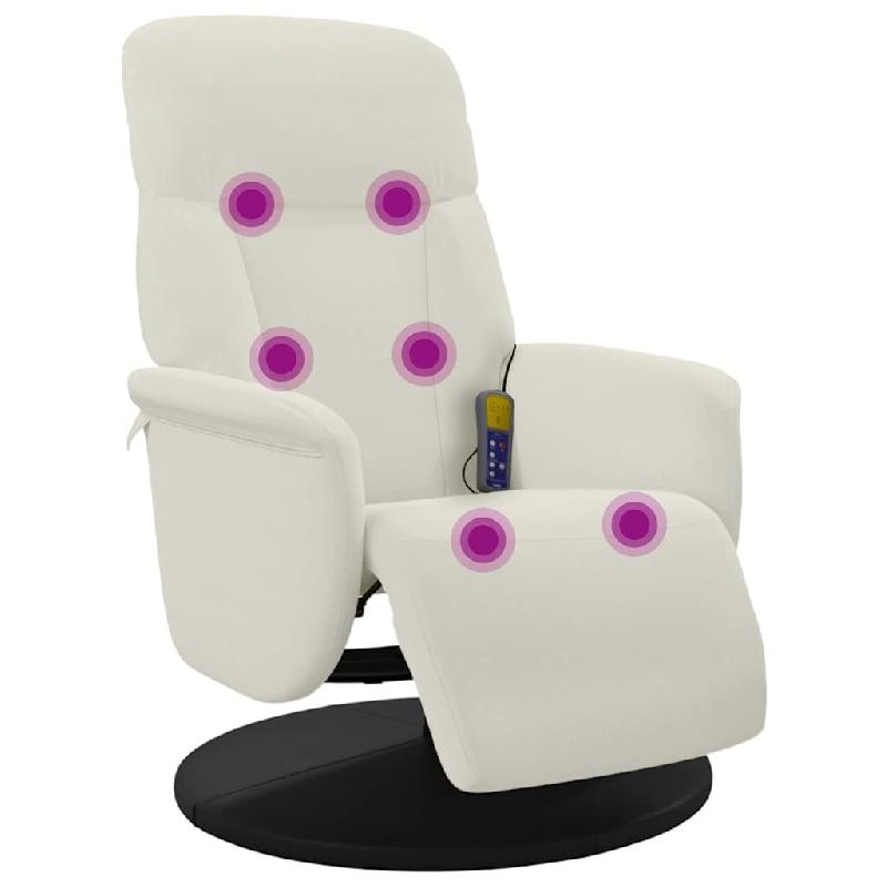VidaXL Fauteuil inclinable de massage avec repose-pieds crème velours Modèle Rerdelora - 8721012044814_0