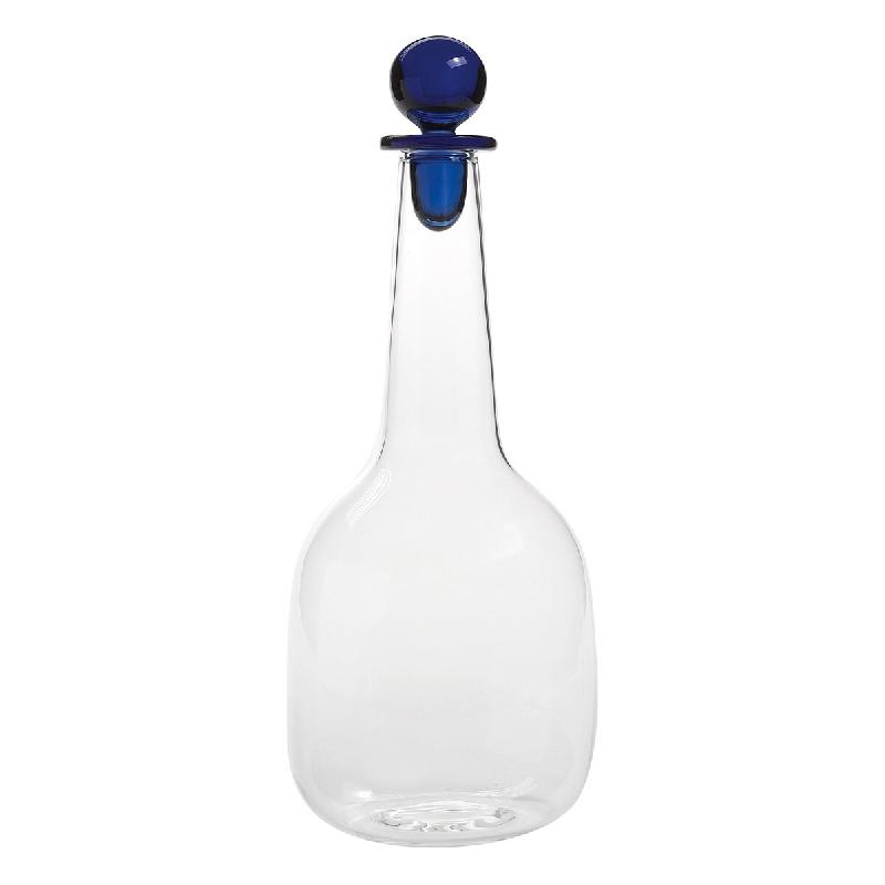 Zafferano Bouteille Bilia en verre borosilicaté fait à la main, design élégant et minimaliste pour servir eau ou vin, couleur bleue, haute qualit�_0