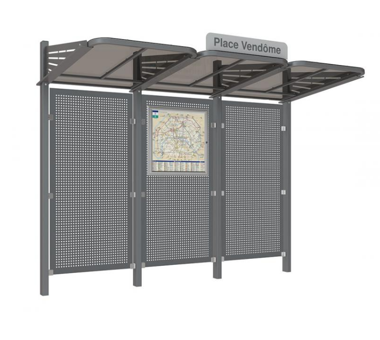 Abri Bus Convivial - 3000 mm de longueur - Toiture en PMMA fumé - Bardage en verre Sécurit® ou acier_0