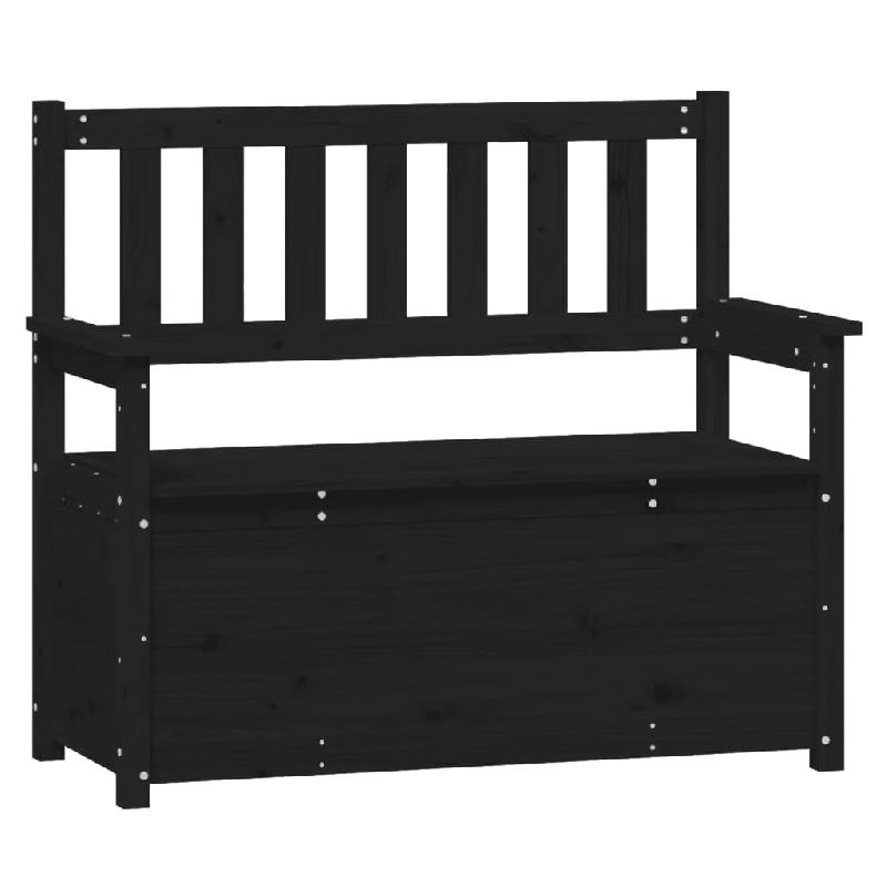 Banc banquette en bois de pin massif noir - 112,5 x 51,5 x 96,5 cm - Modèle 02_0010646_0