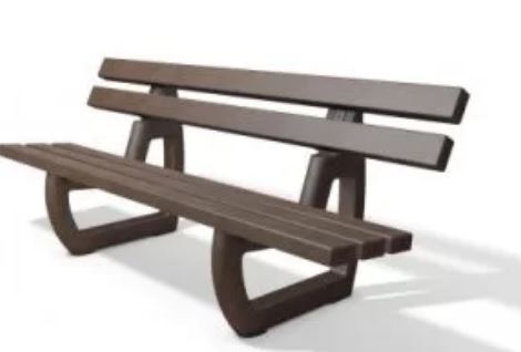 Banc public Hyde Park en plastique recyclé HANIT - 4 lames de siège, 3 lames de dossier, garantie 15 ans_0