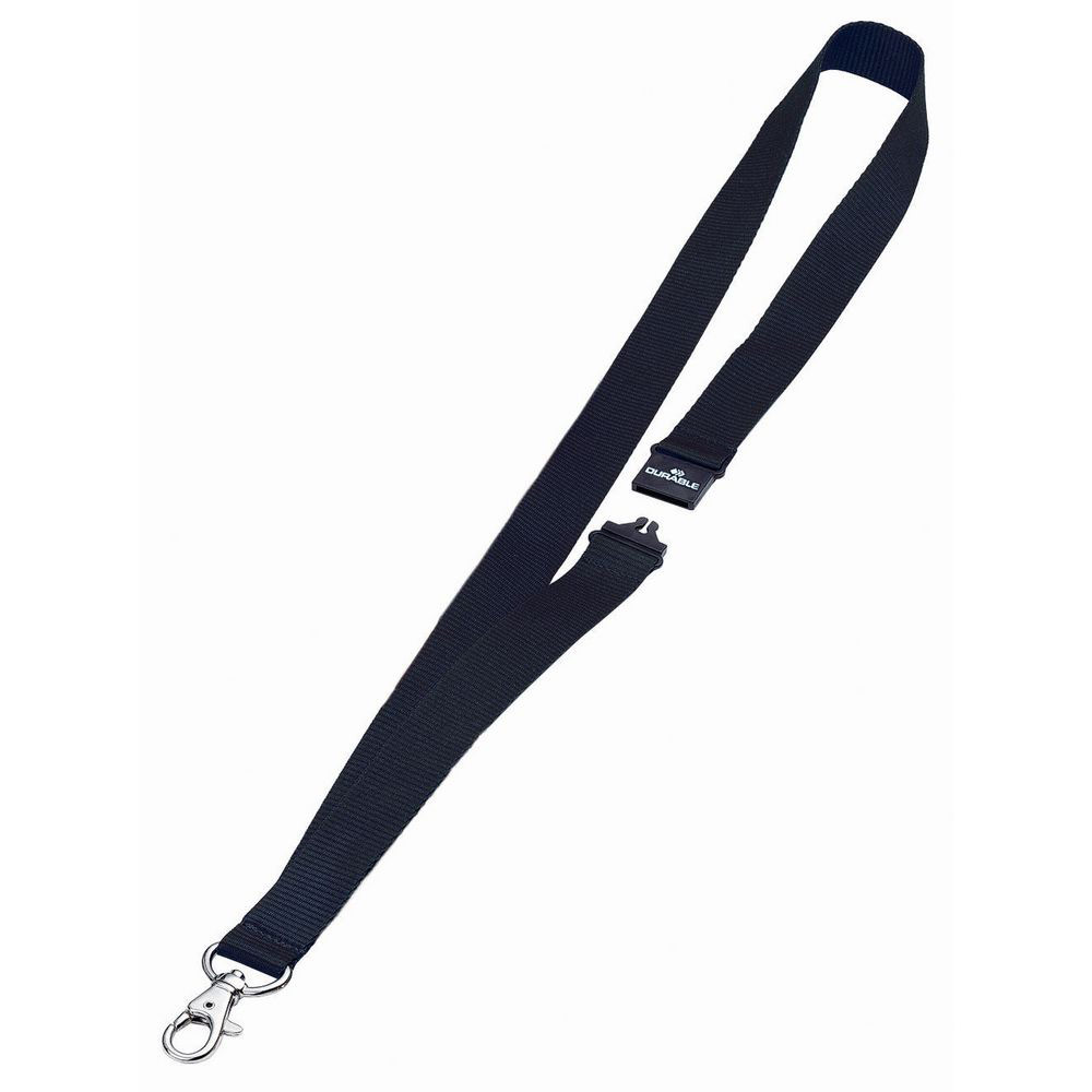 BOÎTE DE 10 LACETS TEXTILE POUR BADGE - AVEC MOUSQUETON - NOIR - 44 CM