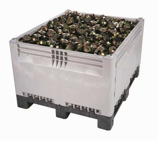 Caisse-palette PEHD démontable à parois pleines Kitbin - KB1012P-C - 617L - 600kg de charge - Dimensions 1000x1200x715mm_0