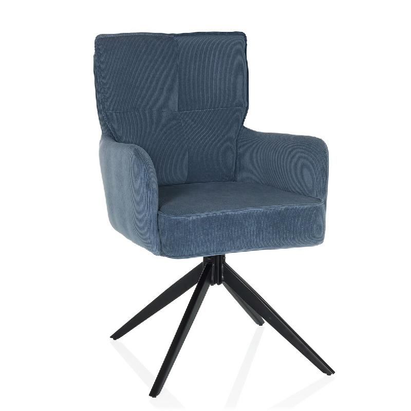 Chaise de salle à manger / chaise pivotante TARUGO Tissu bleu hjh LIVING - bleu plastique 661031_0