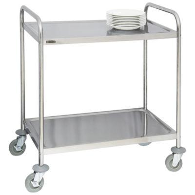 Chariot en inox 2 plateaux avec barre de poussée force 120 kg_0