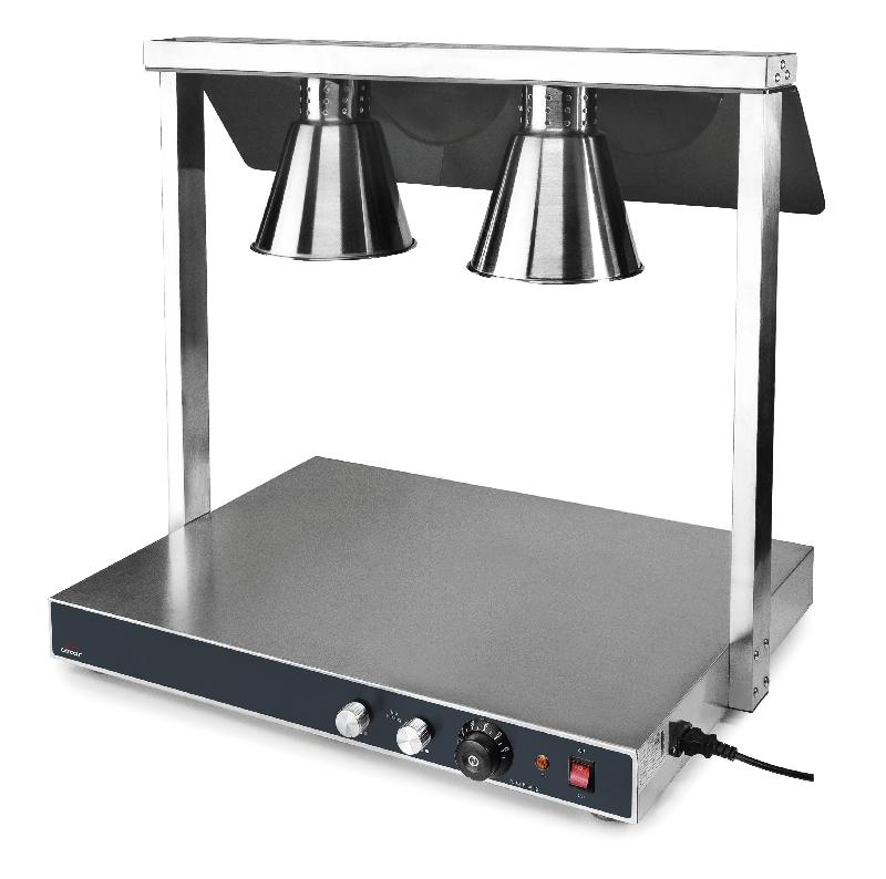 Chauffe-plat double buffet Lacor - 2 lampes halogènes - Plaque en acier inoxydable - Puissance 500 W_0