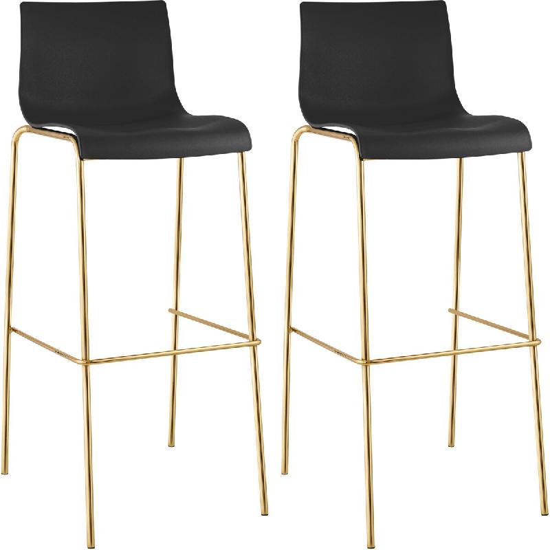 CLP Lot de 2 Tabourets de Bar Hover en Plastique, Pieds Or Noir - noir plastique 327599_0