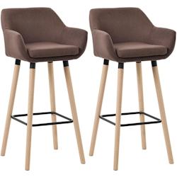 Décoshop26 - Lot de 2 tabourets de bar lounge design scandinave assise en tissu café pieds en bois repose-pieds en métal 10_0004176 - 3000251968217_0