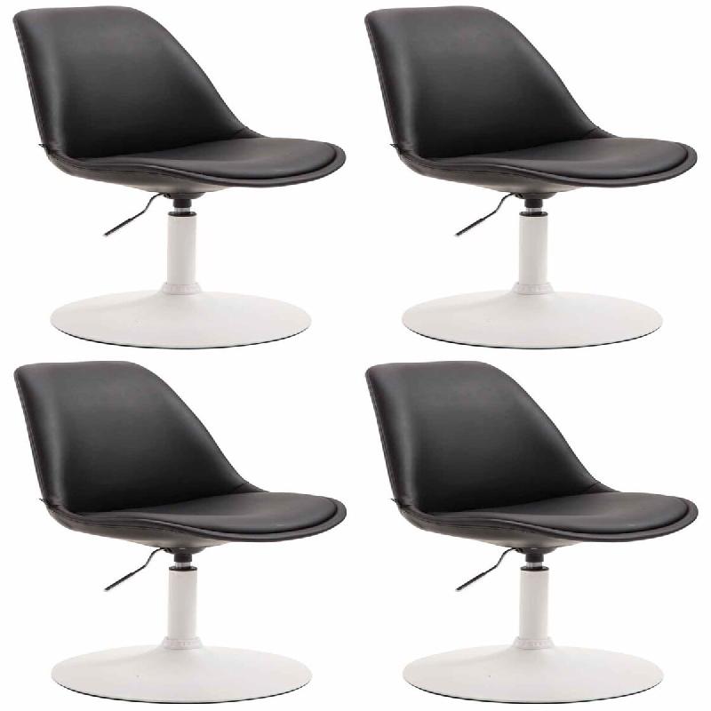 Décoshop26 - Lot de 4 chaises de salle à manger pivotante hauteur réglable en PVC noir et pied trompette en métal blanc 10_0008858 - blanc métal_0
