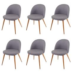 Décoshop26 - Lot de 6 chaises de salle à manger couture en forme de losange design rétro années 50 en tissu gris foncé 04_0007685 - gris 3000262241033_0