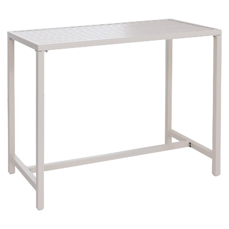 Décoshop26 - Table haute extérieure table de bar jardin 105 x 130 x 65 cm structure acier thermolaqué crème 04_0008742 - 3000267116350_0