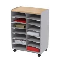 Desserte mobile à 14 cases - Gris/Hêtre - Référence 160334 - Charge 60 kg - Garantie 2 ans_0