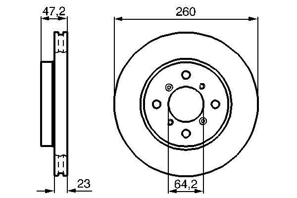 Disque de frein Bosch 0986478415 - ventilé de l'intérieur - boîte de 2 disques - 4 trous - épaisseur 23mm_0