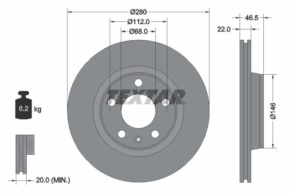 Disque de frein ventilé Textar 92083503 - Boîte de 1 disque_0