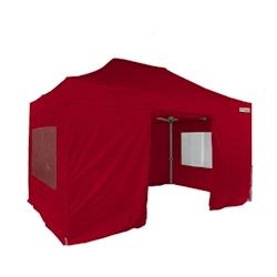 FRANCE BARNUMS Tente pliante PRO 3x4,5m pack fenêtres - 4 murs - ALU 45mm/polyester 380g Norme M2 - rouge - FRANCE-BARNUMS - rouge métal 1332F_0