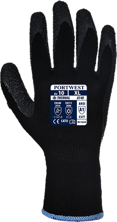 Gants de protection thermique en latex noir - Taille XXL - Modèle A140 - Utilisation en conditions froides_0