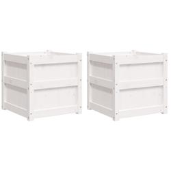 Helloshop26 - Jardinière bac lit surélevé plantes fleurs jardin terrasses lot de 2 bois de pin massif blanc 02_0039040 - 3000217989522_0