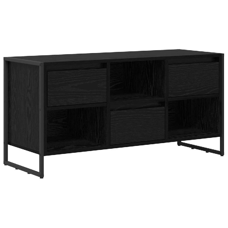 Helloshop26 - Meuble TV industriel moderne rangement 100 x 36 x 49,5 cm en bois d'ingénierie chêne noir 02_0054535 - noir Bois massif 3000238543154_0