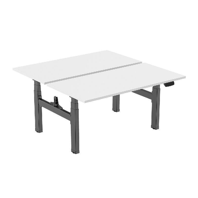 KIMEX - Double bureau motorisé assis-debout 120x75cm Plateaux blancs/Pied noir - blanc 3700685420076_0