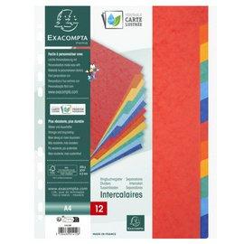 LOT DE 2 - INTERCALAIRE A4+ CARTE LUSTRÉE COLORÉE EXACOMPTA 12 ONGLETS NEUTRES MULTICOLORES - 1 JEU