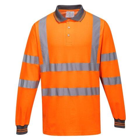 LOT DE 2 - PORTWEST S271 POLO COTON MAJORITAIRE MANCHES LONGUES ORANGE - TAILLE M
