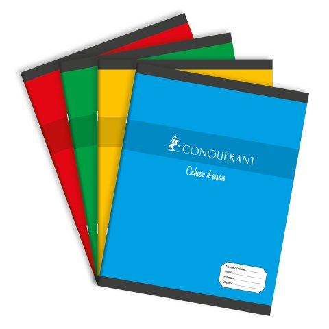 LOT DE 20 - CAHIER CONQUERANT 7 AGRAFE 170X220 96P 60G SEYES ASSORTI