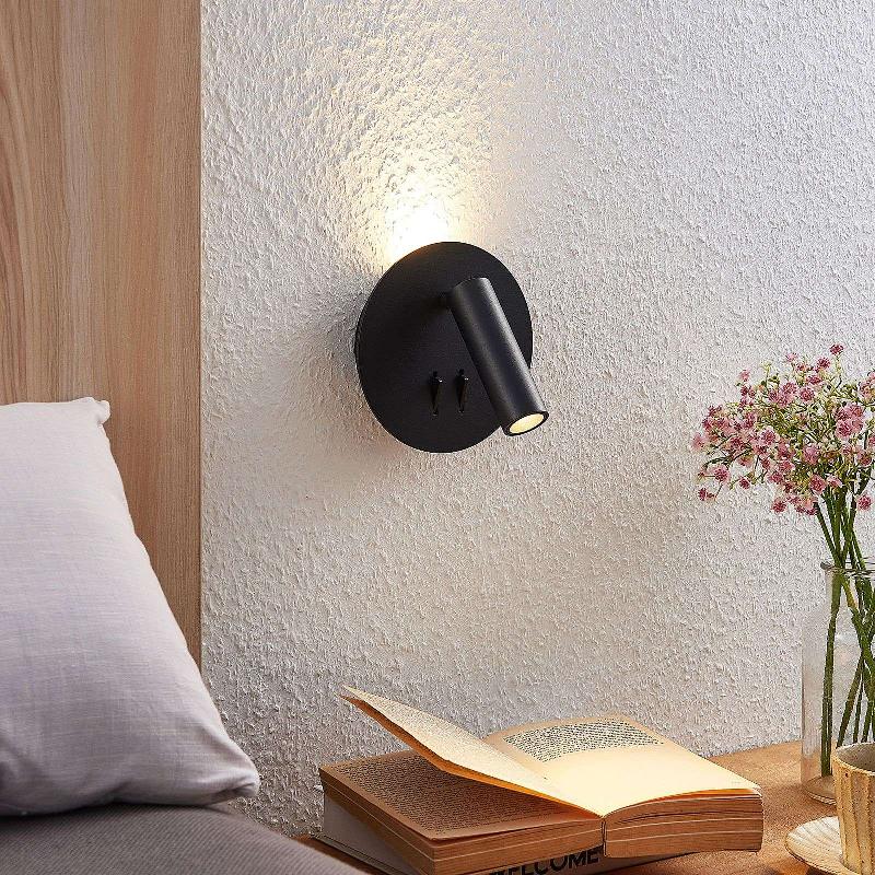 LUCANDE, APPLIQUE MURALE LED MAGYA, NOIRE, À 2 LAMPES, RONDE