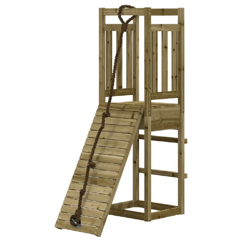 Maisonnette de jeu en bois de pin imprégné - avec mur d'escalade, corde et bac à sable - modèle 02_0004914_0