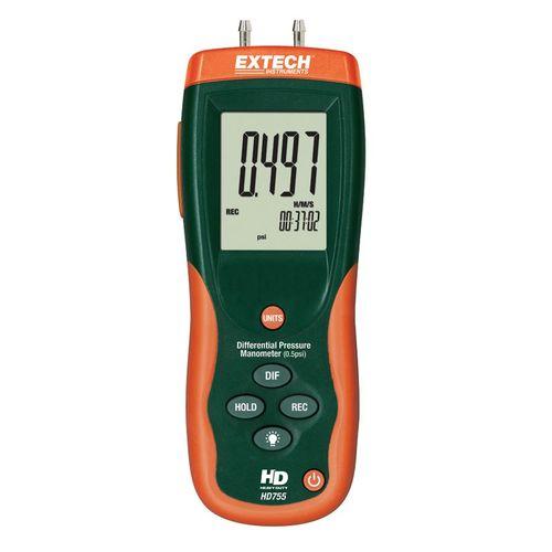 Manomètre numérique différentiel Extech - 0-0.5 psi (0-34.47 mbar), écran rétro-éclairé, USB - EXTHD755_0