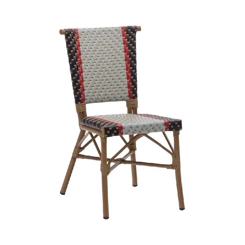 Pigale - Chaise empilable en aluminium avec assise et dossier en wicker multicolore - Stamp_0