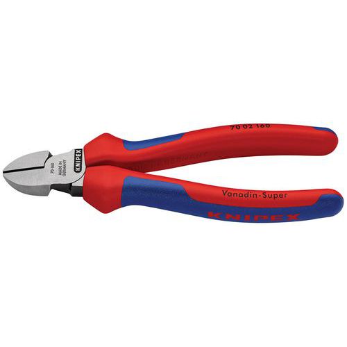 PINCE COUPANTE DE CÔTÉ 160MM - TÊTE ÉTROITE - BI-MATIÈRE - POLIE - KNIPEX