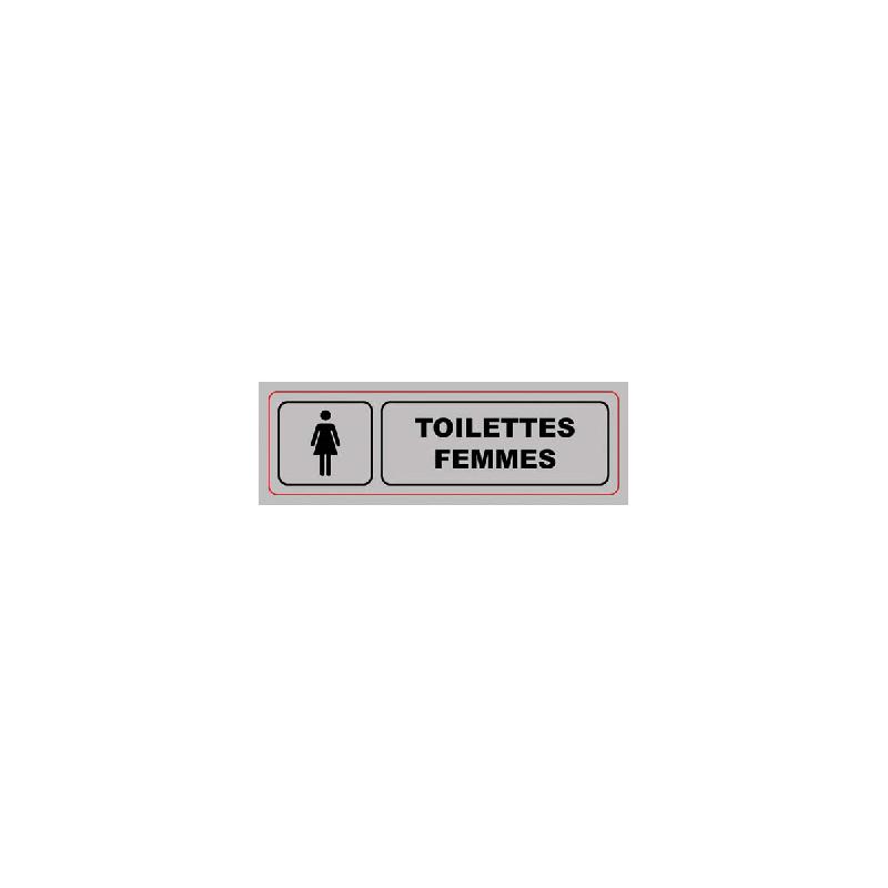 PLAQUE DE SIGNALISATION VISO AUTO-ADHESIVE - ALUMINIUM - 17 X 5CM - TOILETTES FEMMES