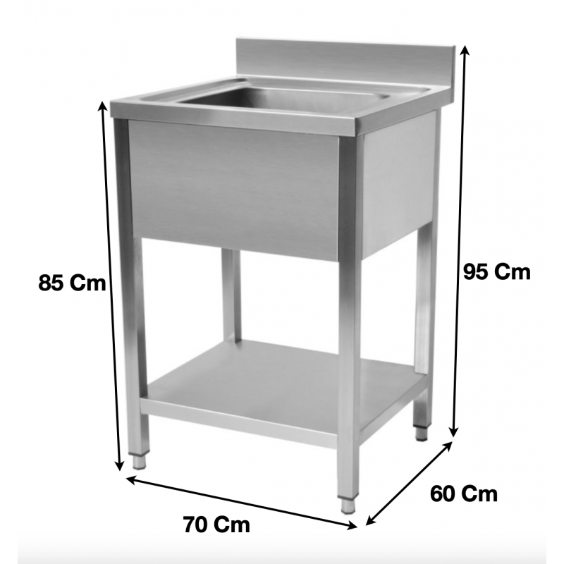 Plonge evier 1 bac avec sous tablette P600 mm - L700 mm - STSK076_0