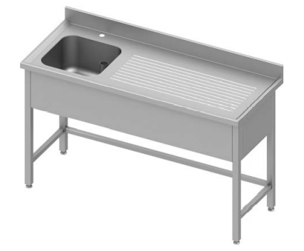 Plonge inox adossée renforcée avec 1 bac à gauche - sans étagère - 1800x600x900 mm - 934446180_0