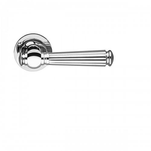 POIGNÉES DE PORTE SUR ROSACES RONDES SÉRIE R 260 SCHÖNTAL - CHROMÉ - BEC DE CANE KARCHER DESIGN