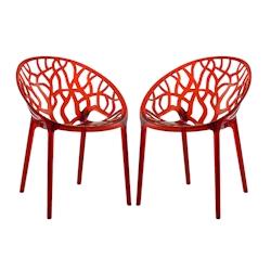 RATTATAN Lot de 2 chaises en polycarbonate empilables, design moderne et résistant, pour salle à manger, cuisine, restaurant ou bureau – Elettra â_0